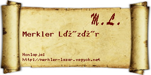 Merkler Lázár névjegykártya